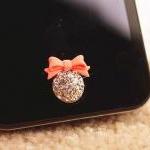 Rhinestone Bow Home Button Sticker For Iphone..