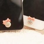 Rhinestone Bow Home Button Sticker For Iphone..