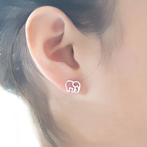 Cute 925 Sterling Silver Elephant Stud Earring